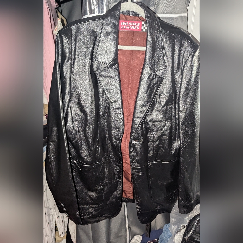 Black Leather Blazer Jacket